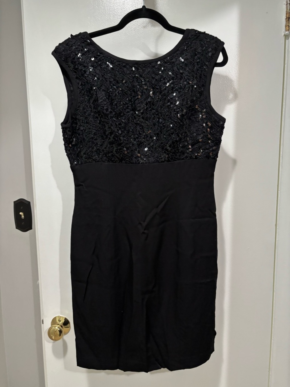 Amanda Taylor Sleeveless Black Sequin-Embellished Mini Dress Vintage Size 12